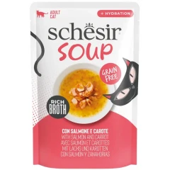 Schesir Cat Pouch Ροζ Άγριος Σολομός και Καρότα σε Σούπα 40gr