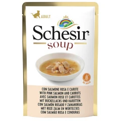 Schesir Cat Pouch Ροζ Άγριος Σολομός και Καρότα σε Σούπα 85gr Schesir Cat Pouch Ροζ Άγριος Σολομός και Καρότα σε Σούπα 85gr