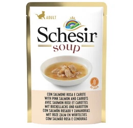 Schesir Cat Pouch Ροζ Άγριος Σολομός και Καρότα σε Σούπα 85gr