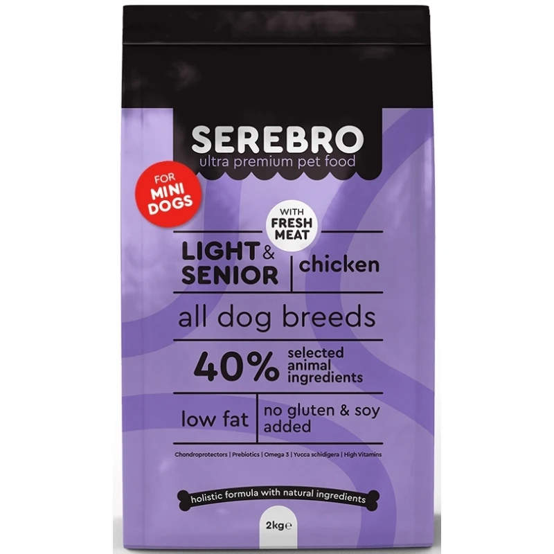 Serebro Light and Senior Mini Chicken 2kg ΣΚΥΛΟΙ