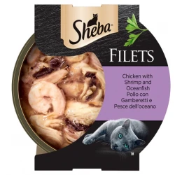 Υγρή Τροφή Γάτας Sheba Filets Κοτόπουλο, Γαρίδες & Ψάρια Ωκεανού 60gr