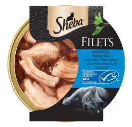 Υγρή Τροφή Γάτας Sheba Filets Κοτόπουλο και Τόνος 60gr