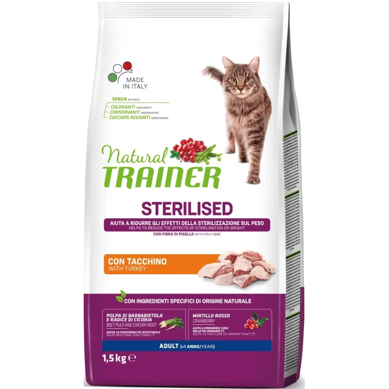 NATURAL TRAINER CAT ADULT STERILIZED ΛΕΥΚΑ ΚΡΕΑΤΑ 3kg ΞΗΡΑ ΤΡΟΦΗ ΓΑΤΑΣ