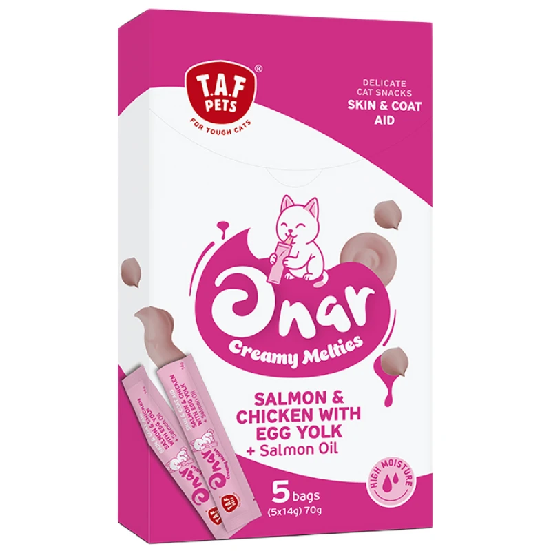 Λιχουδιά Γάτας Taf Pets Onar Creamy Skin and Coat (5x14gr) 70gr Γάτες