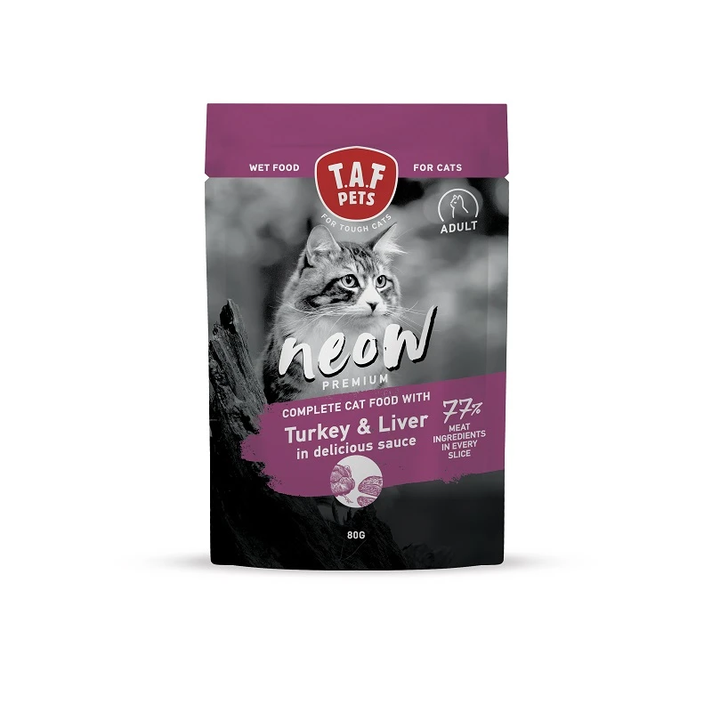 Υγρή Τροφή Γάτας Taf Neow Adult Cat Premium Wet Food Turkey & Liver Με Γαλοπούλα & Συκώτι (5 + 1 Δώρο) Γάτες