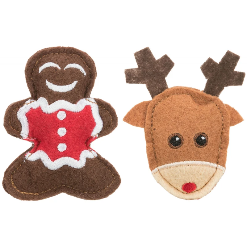 Χριστουγεννιάτικο Παιχνίδι Γάτας Trixie Τάρανδος και gingerbread 8cm 
