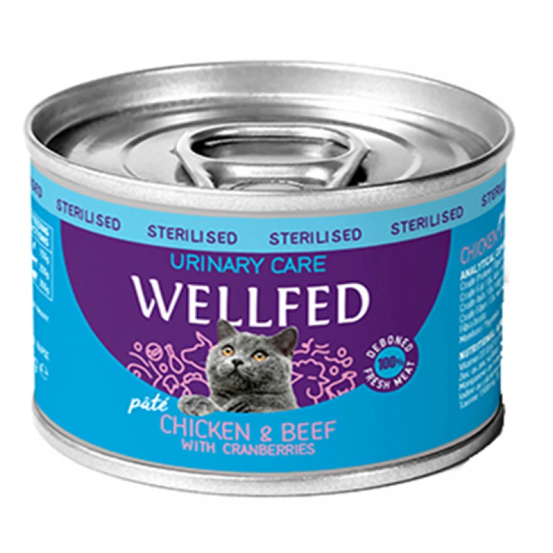 WELLFED URINARY CHICKEN & BEEF WITH CRANBERRIES 200gr ΥΓΡΗ ΤΡΟΦΗ -  ΚΟΝΣΕΡΒΕΣ ΓΑΤΑΣ