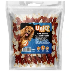 Λιχουδιές Σκύλου Uniq Pets Κόκκαλα Ασβεστίου Τυλιγμένα με Πάπια 500gr