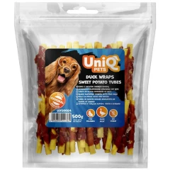 Λιχουδιές Σκύλου Uniq Pets Σωλήνες Γλυκοπατάτας Τυλιγμένοι με Πάπια 500gr