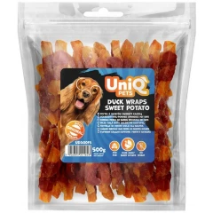 Λιχουδιές Σκύλου Uniq Pets Sticks Γλυκοπατάτας Τυλιγμένα με Πάπια 500gr