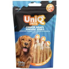 Λιχουδιές Σκύλου Uniq Pets Sticks Κοτόπουλου Τυλιγμένα με Κοτόπουλο 250gr