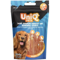 Λιχουδιές Σκύλου Uniq Pets Sticks Τυλιγμένα με Στήθος Κοτόπουλο 250gr