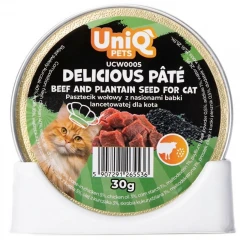 Υγρή Τροφή Γάτας Uniq Pets Delicious Pate με Μοσχάρι & Σπόρους Πλάτανου 8x30gr