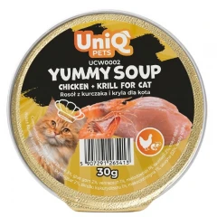 Υγρή Τροφή Γάτας Uniq Pets Yummy Soup Κοτόπουλο & Κριλ 8x30gr