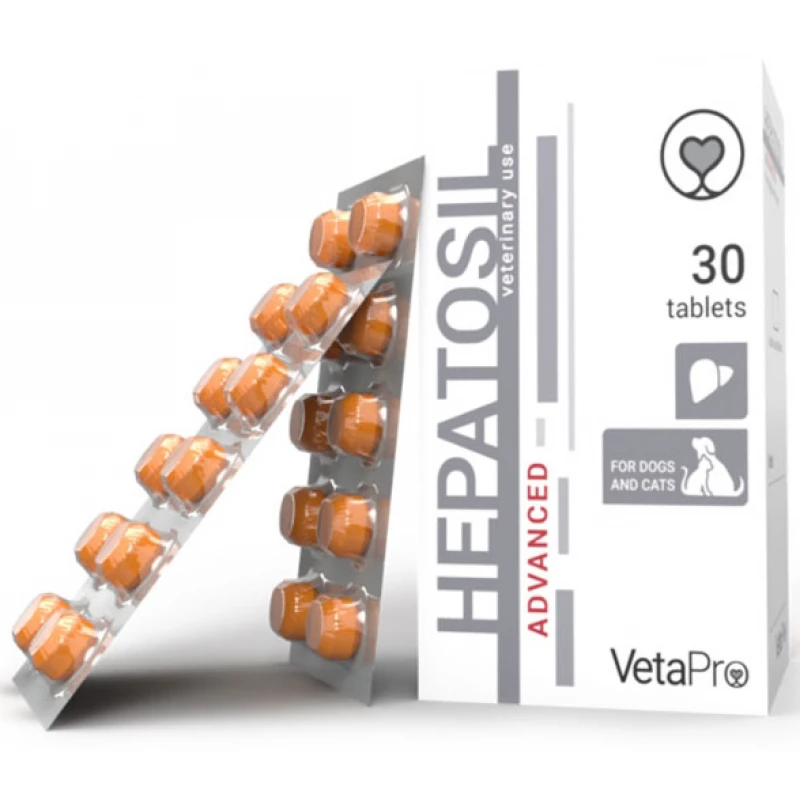 Συμπλήρωμα Διατροφής για Σκύλους και Γάτες Vetapro Hepatosil Advanced 30 Ταμπλέτες ΣΚΥΛΟΙ