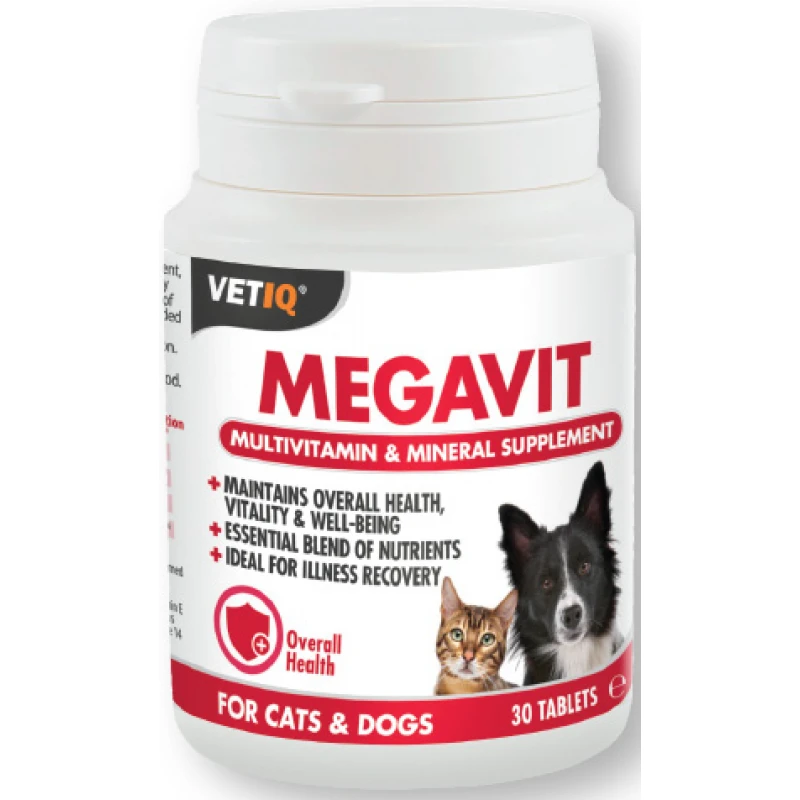 Συμπλήρωμα Διατροφής για Σκύλους και Γάτες VETIQ Megavit 30 Δισκία ΣΚΥΛΟΙ