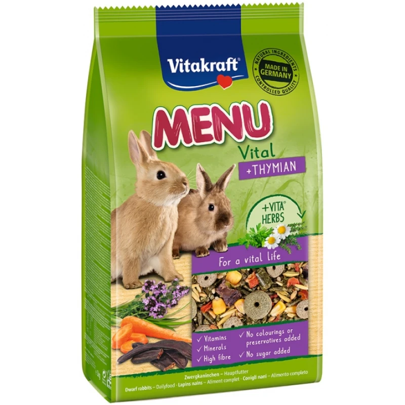 Vitakraft Menu Vital Thyme τροφή premium για κουνέλια 1kg ΜΙΚΡΑ ΖΩΑ - ΚΟΥΝΕΛΙΑ
