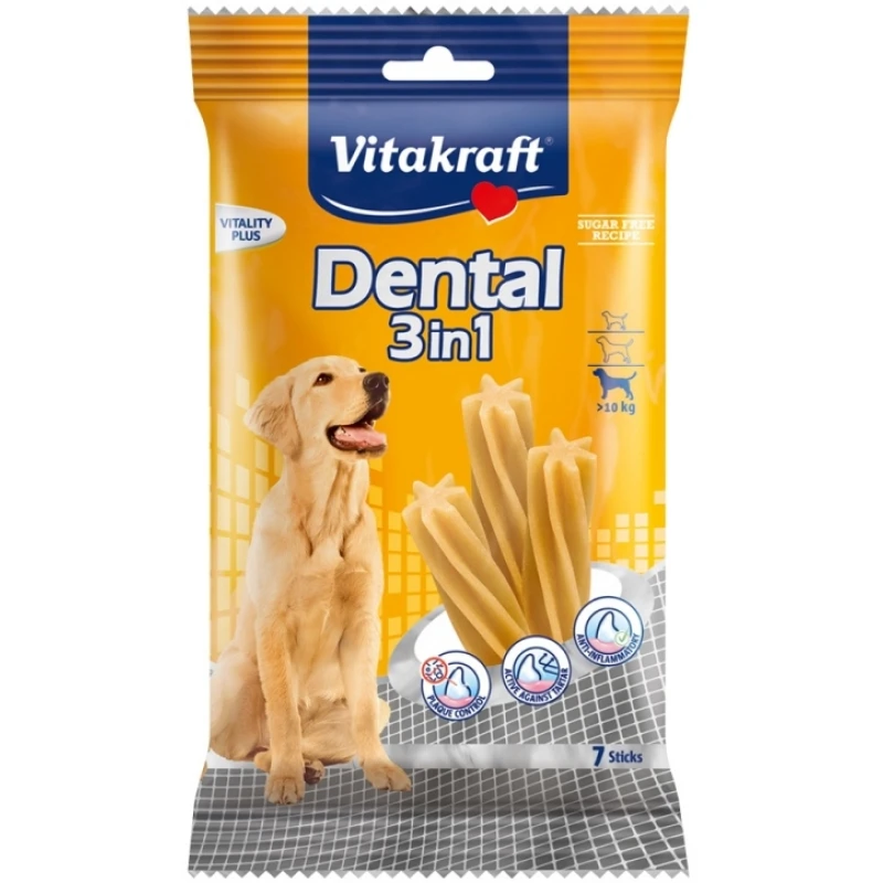 Vitakraft Dental Sticks Οδοντική λιχουδιά 3 σε 1 Medium 7τεμχ ΣΚΥΛΟΙ