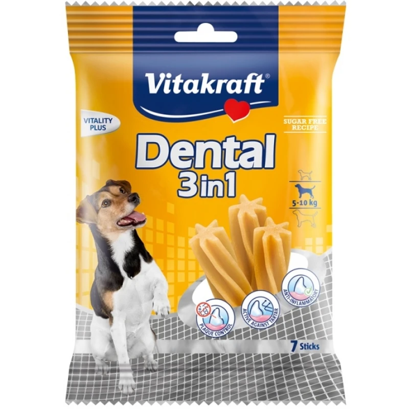 Vitakraft Dental Sticks Οδοντική λιχουδιά 3 σε 1 Small 7τεμχ ΣΚΥΛΟΙ