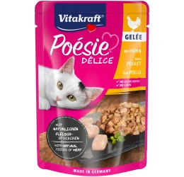 Υγρή τροφή Γάτας Vitakraft Poesie Delice Gelée σε Φακελάκι 85gr με Φιλέτο Κοτόπουλο 