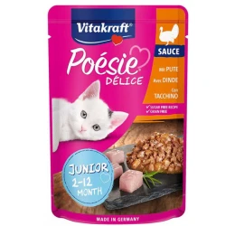 Υγρή τροφή Γάτας Vitakraft Poesie Delice Sauce Junior σε Φακελάκι 85gr με Γαλοπούλα  Υγρή τροφή Γάτας Vitakraft Poesie Delice Sauce Junior σε Φακελάκι 85gr με Γαλοπούλα