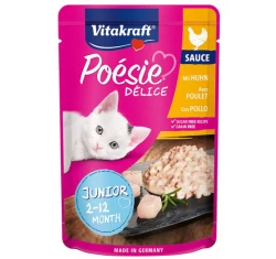 Υγρή τροφή Γάτας Vitakraft Poesie Delice Sauce Junior σε Φακελάκι 85gr με Κοτόπουλο 
