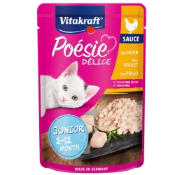 Υγρή τροφή Γάτας Vitakraft Poesie Delice Sauce Junior σε Φακελάκι 85gr με Κοτόπουλο 