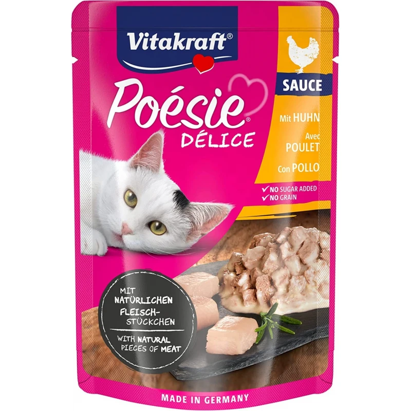 Υγρή τροφή Γάτας Vitakraft Poesie Delice Sauce σε Φακελάκι 85gr με Φιλέτο Κοτόπουλο ΓΑΤΕΣ