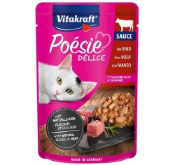 Υγρή τροφή Γάτας Vitakraft Poesie Delice Sauce σε Φακελάκι 85gr με Μοσχάρι 
