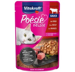 Υγρή τροφή Γάτας Vitakraft Poesie Delice Sauce σε Φακελάκι 85gr με Μοσχάρι 