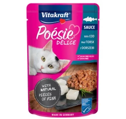 Υγρή τροφή Γάτας Vitakraft Poesie Delice Sauce σε Φακελάκι 85gr με Μπακαλιάρο 
