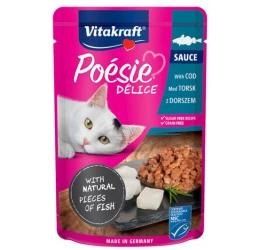 Υγρή τροφή Γάτας Vitakraft Poesie Delice Sauce σε Φακελάκι 85gr με Μπακαλιάρο 