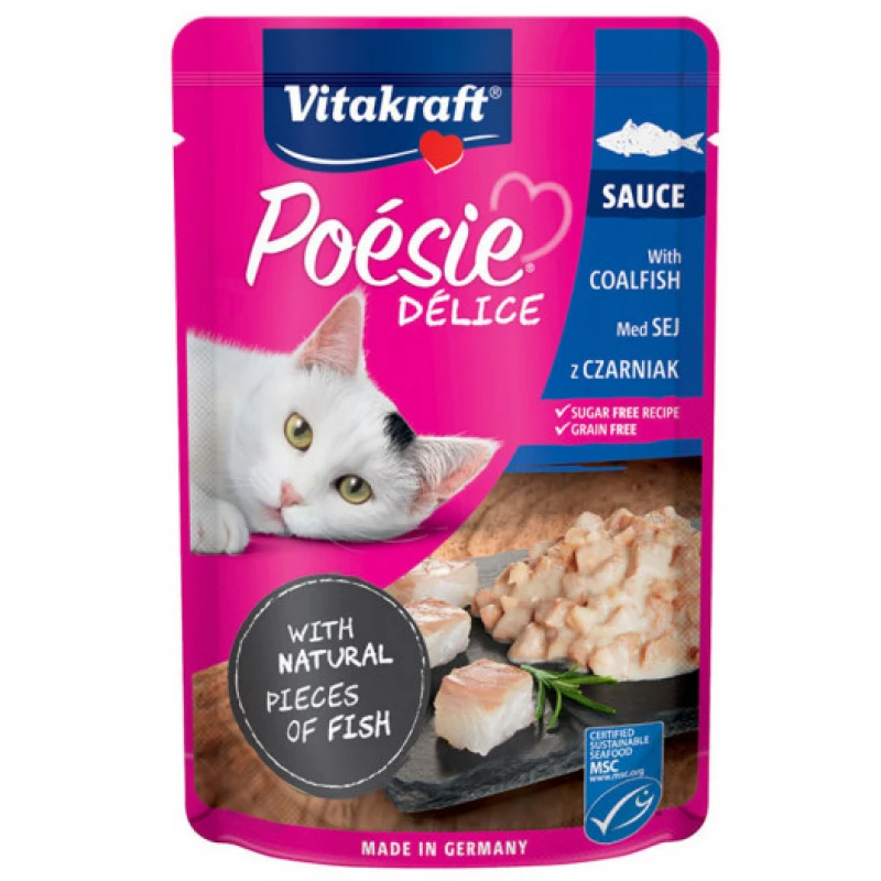 Υγρή τροφή Γάτας Vitakraft Poesie Delice Sauce σε Φακελάκι 85gr με Ψάρι ΓΑΤΕΣ
