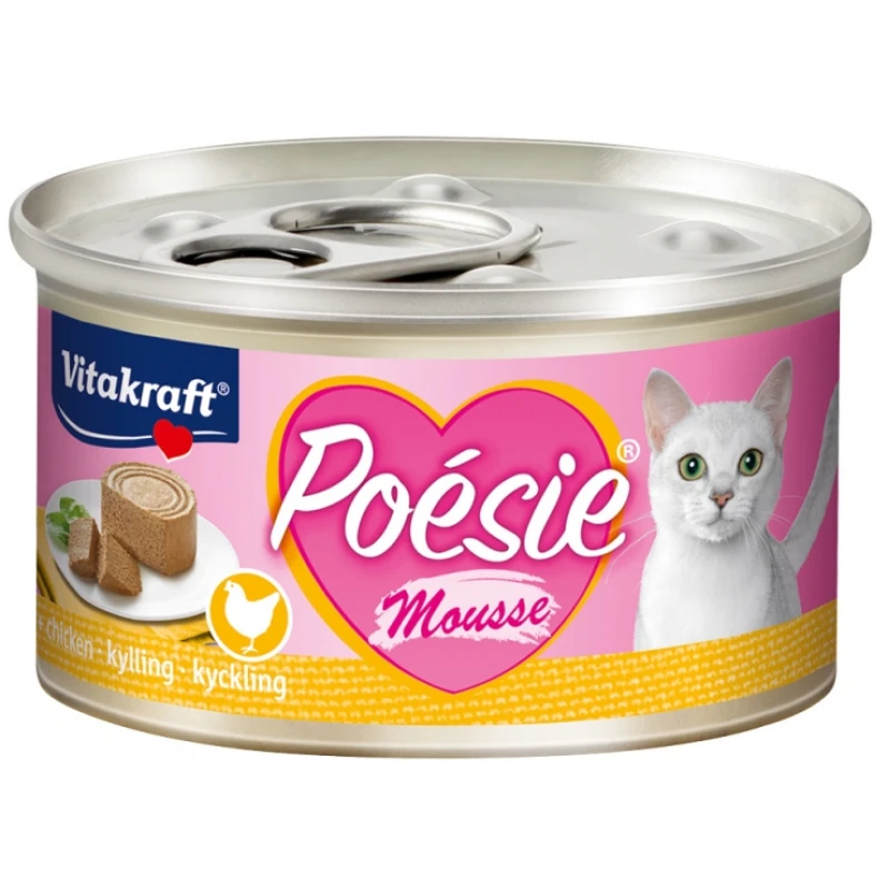 Υγρή τροφή Γάτας Vitakraft Poesie Mousse σε Κονσέρβα 85gr με Κοτόπουλο ΓΑΤΕΣ