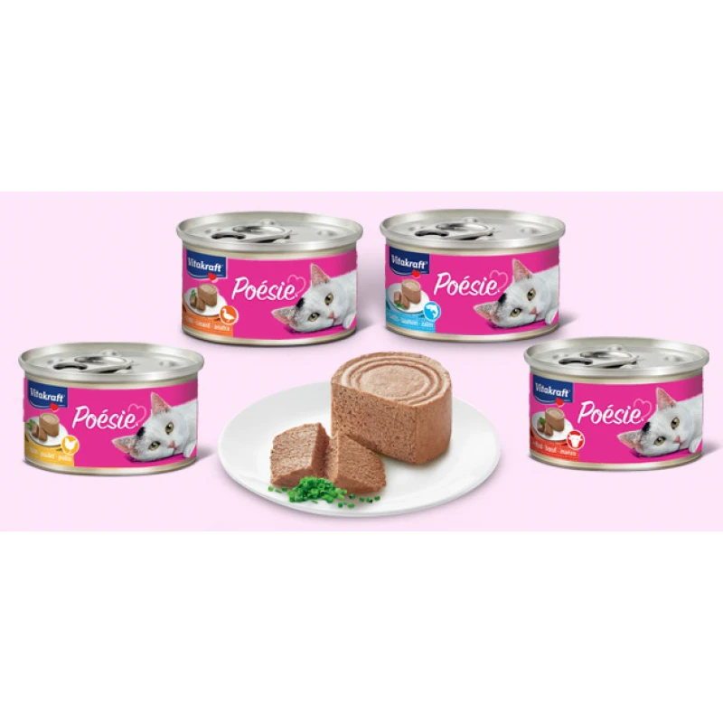 Υγρή τροφή Γάτας Vitakraft Poesie Mousse σε Κονσέρβα 85gr με Πάπια ΓΑΤΕΣ