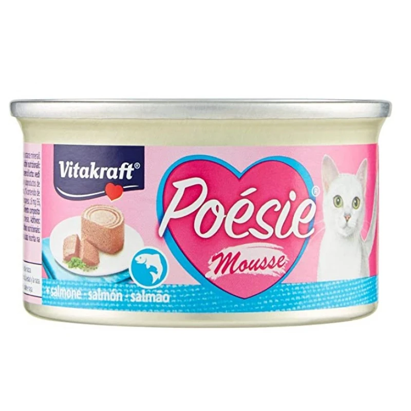 Υγρή τροφή Γάτας Vitakraft Poesie Mousse σε Κονσέρβα 85gr με Σολομό ΓΑΤΕΣ