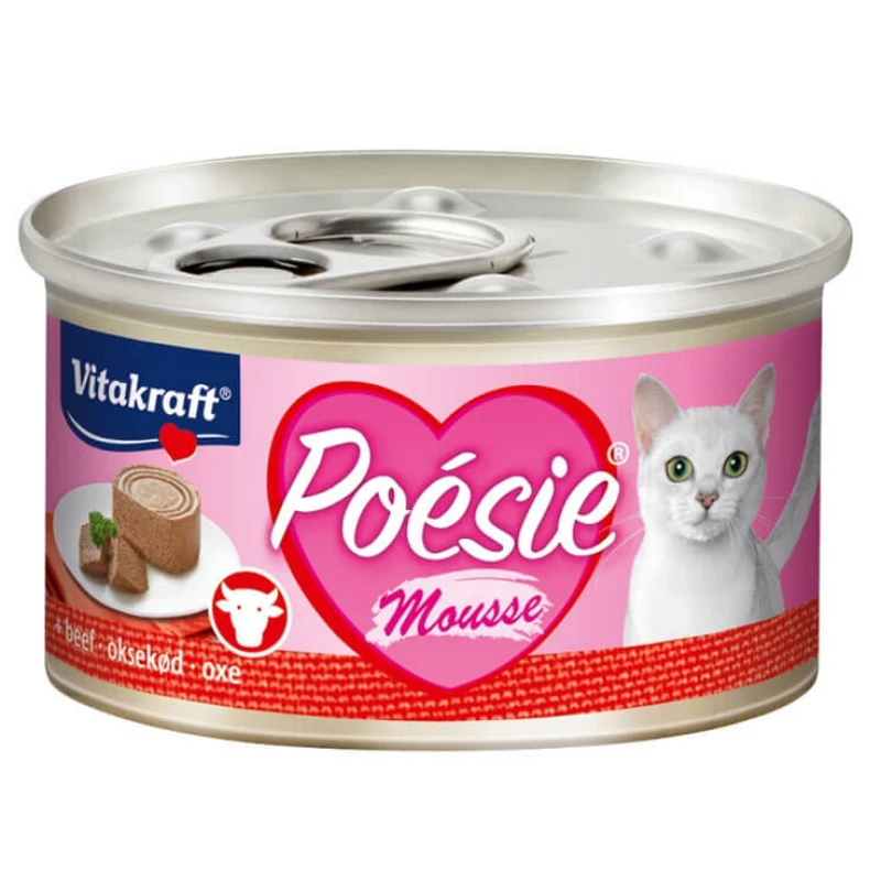 Υγρή τροφή Γάτας Vitakraft Poesie Mousse σε Κονσέρβα 85gr με Βοδινό ΓΑΤΕΣ