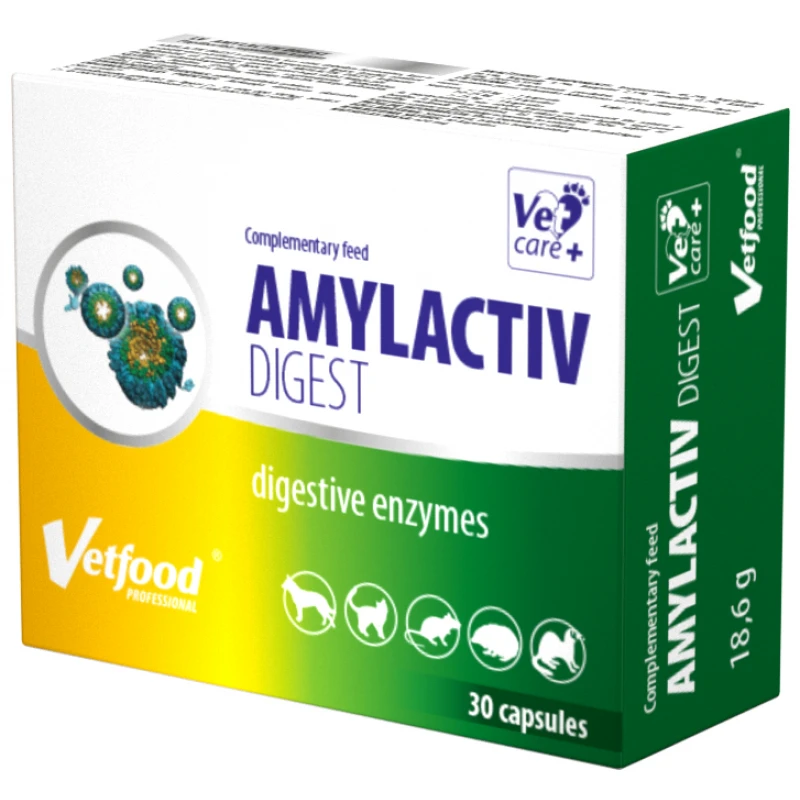 Συμπλήρωμα Διατροφής Vetfood Amilactiv Digest 30 κάψουλες για ομαλή πεπτική λειτουργία σε σκύλους και γάτες ΣΚΥΛΟΙ