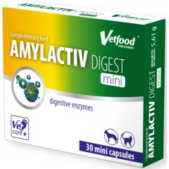 Συμπλήρωμα Διατροφής Vetfood Amylactiv Digest Mini 30 Κάψουλες για Ομαλή Πεπτική Λειτουργία Σε Σκύλους Και Γάτες