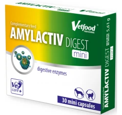 Συμπλήρωμα Διατροφής Vetfood Amylactiv Digest Mini 30 Κάψουλες για Ομαλή Πεπτική Λειτουργία Σε Σκύλους Και Γάτες