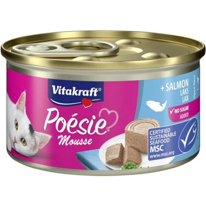 Υγρή τροφή Γάτας Vitakraft Poesie Mousse σε Κονσέρβα 85gr με Σολομό ΓΑΤΕΣ Υγρή τροφή Γάτας Vitakraft Poesie Mousse σε Κονσέρβα 85gr με Σολομό ΓΑΤΕΣ