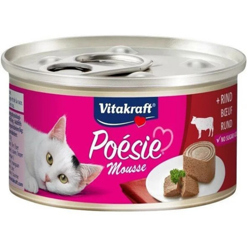 Υγρή τροφή Γάτας Vitakraft Poesie Mousse σε Κονσέρβα 85gr με Βοδινό ΓΑΤΕΣ Υγρή τροφή Γάτας Vitakraft Poesie Mousse σε Κονσέρβα 85gr με Βοδινό ΓΑΤΕΣ