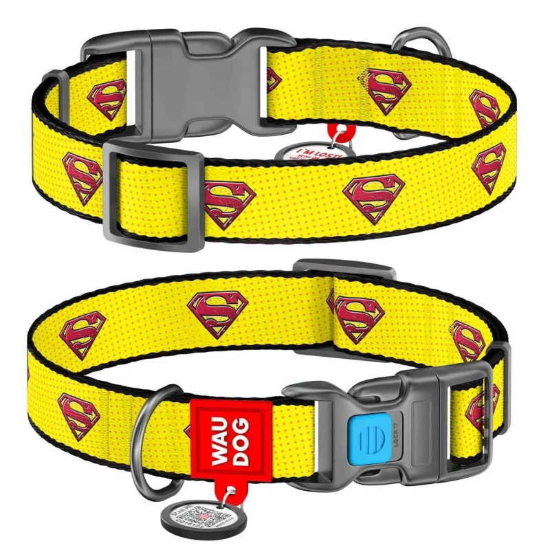 Περιλαίμιο WauDog Superman 2 Yellow Plastic 1,5x23-35cm με SmartID ΠΕΡΙΛΑΙΜΙΑ - ΟΔΗΓΟΙ - ΣΑΜΑΡΑΚΙΑ