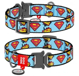 Περιλαίμιο WauDog Superman Light blue Metal 25mm x 35-58cm με SmartID Περιλαίμιο WauDog Superman Light blue Metal 25mm x 35-58cm με SmartID