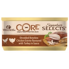 Wellness Core Signature Select Shredded Κοτόπουλο & Γαλοπούλα σε σάλτσα 24x79gr