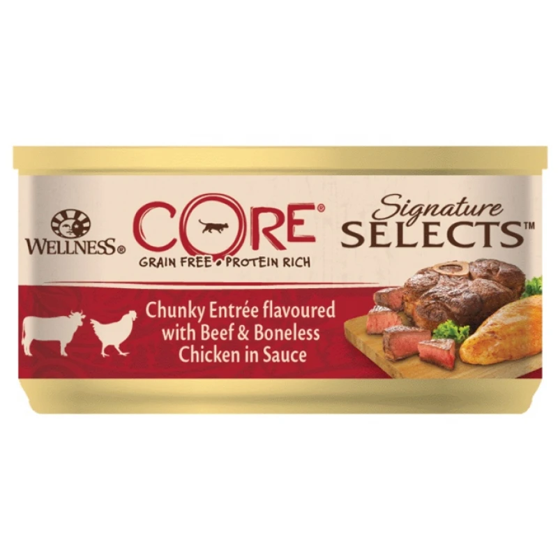 Wellness Core Signature Select Chunky Βοδινό & Κοτόπουλο σε σάλτσα 24 x 79gr ΥΓΡΗ ΤΡΟΦΗ -  ΚΟΝΣΕΡΒΕΣ ΓΑΤΑΣ