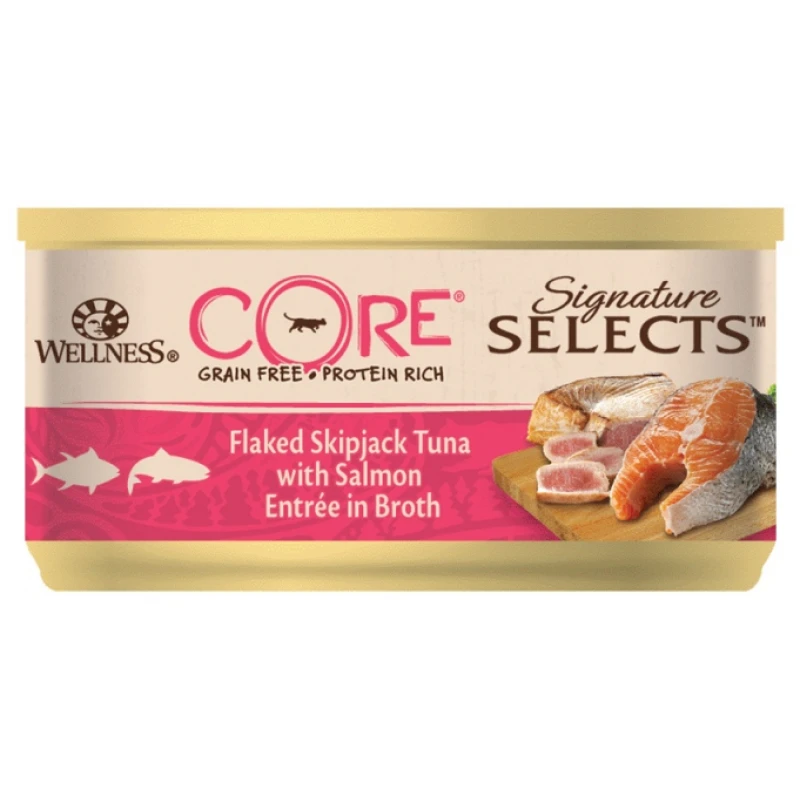 Wellness Core Signature Select Flaked Τόνος & Σολομός σε ζωμό 24 x 79gr ΥΓΡΗ ΤΡΟΦΗ -  ΚΟΝΣΕΡΒΕΣ ΓΑΤΑΣ