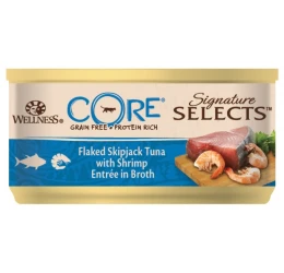 Wellness Core Signature Select Flaked Τόνος & Γαρίδα σε ζωμό 24 x 79gr Wellness Core Signature Select Flaked Τόνος & Γαρίδα σε ζωμό 24 x 79gr