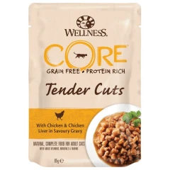 Wellness Core Tender Cuts Fillets Κοτόπουλο & Συκώτι Κοτόπουλου σε σάλτσα 24 x 85gr Wellness Core Tender Cuts Fillets Κοτόπουλο & Συκώτι Κοτόπουλου σε σάλτσα 24 x 85gr