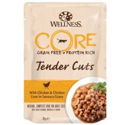 Wellness Core Tender Cuts Fillets Κοτόπουλο & Συκώτι Κοτόπουλου σε σάλτσα 24 x 85gr Wellness Core Tender Cuts Fillets Κοτόπουλο & Συκώτι Κοτόπουλου σε σάλτσα 24 x 85gr